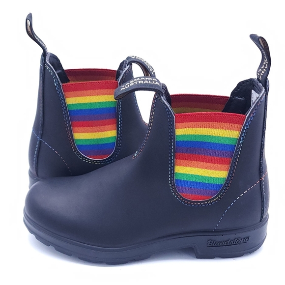 Blundstone Rainbow Pride Black Leather Chelsea Ankle Boots Womens 6 - Picture 11 of 13